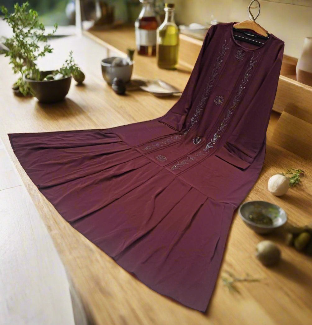 Mahroon Maroon Frill Abaya