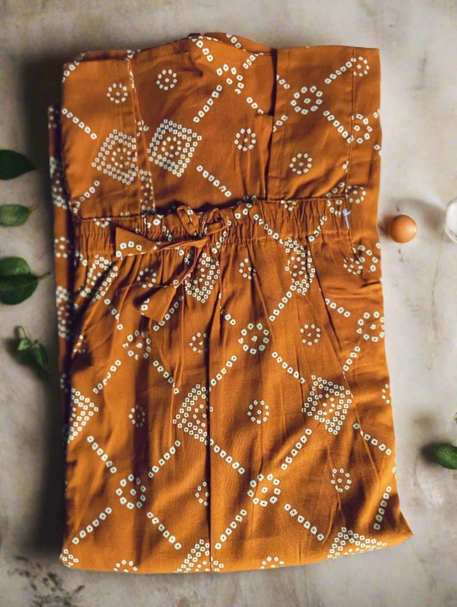 Orange Jaipuri Cotton Nighty