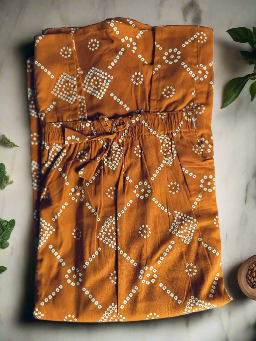 Orange Jaipuri Cotton Nighty