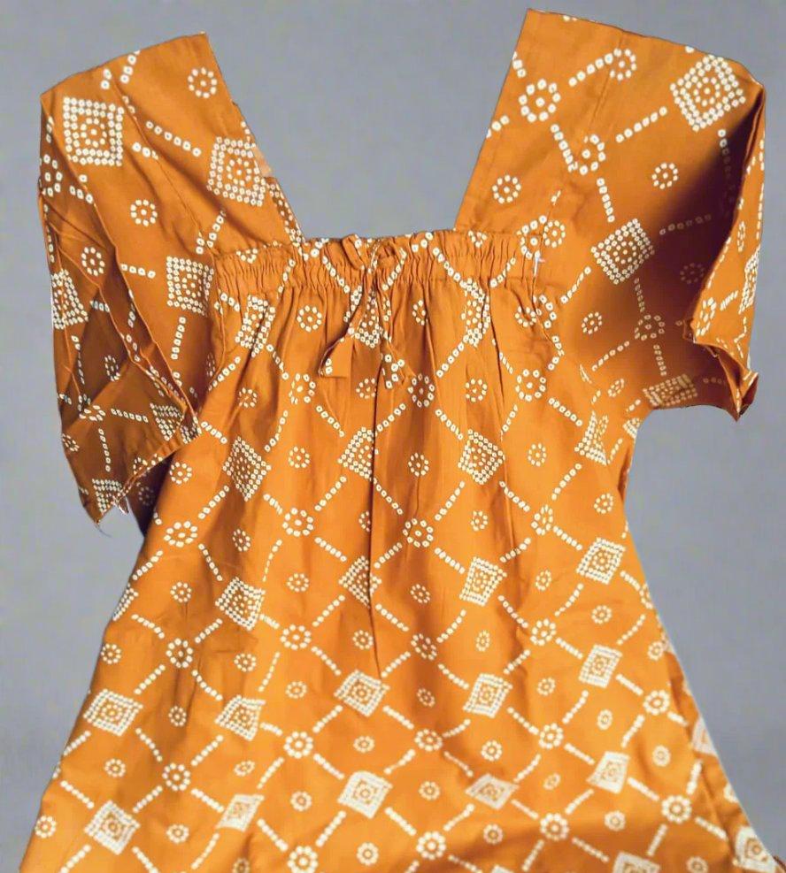 Orange Jaipuri Cotton Nighty