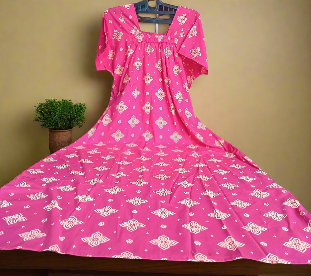 Pink Jaipuri Cotton Nighty