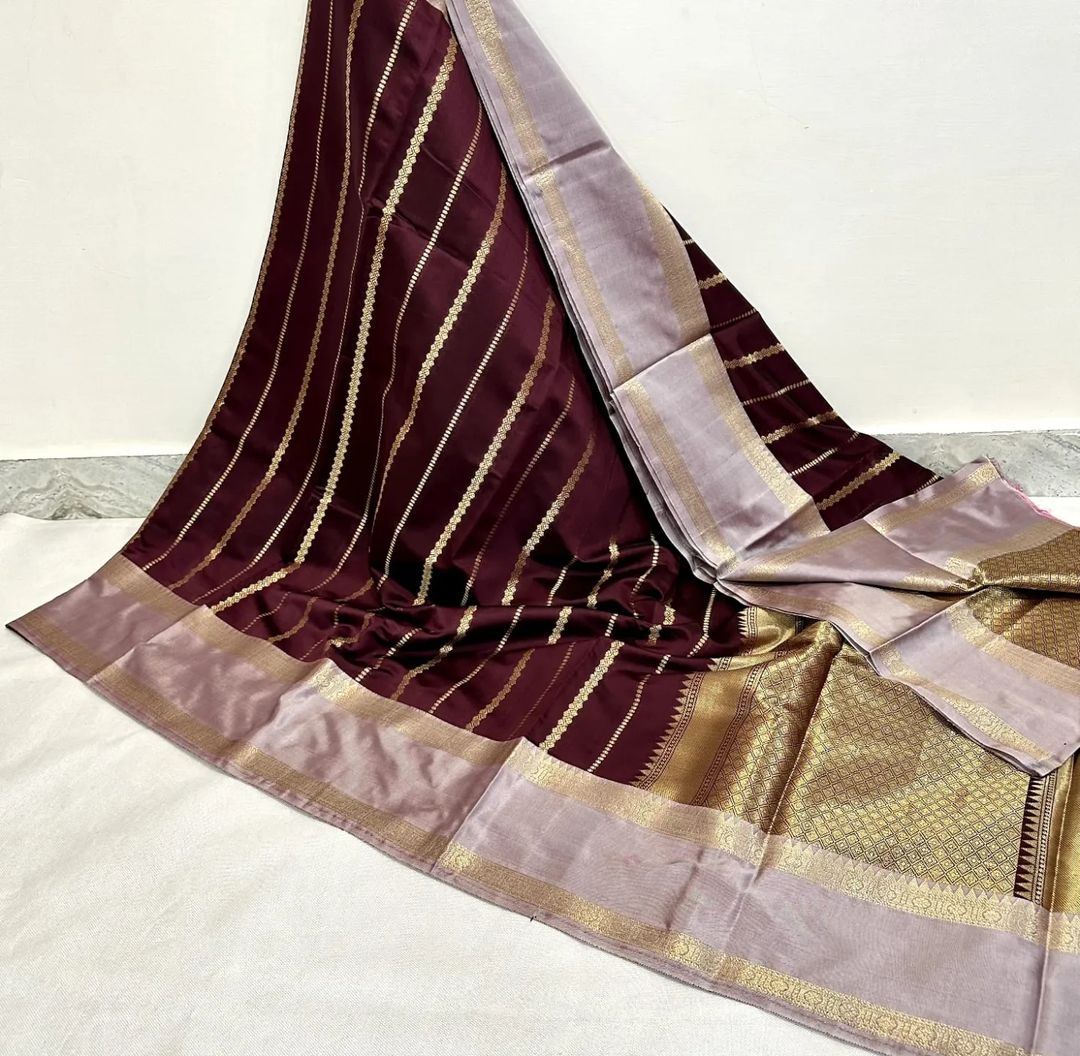 Banarasi Katan Soft Silk Saree with Zari Border and Jacquard Blouse