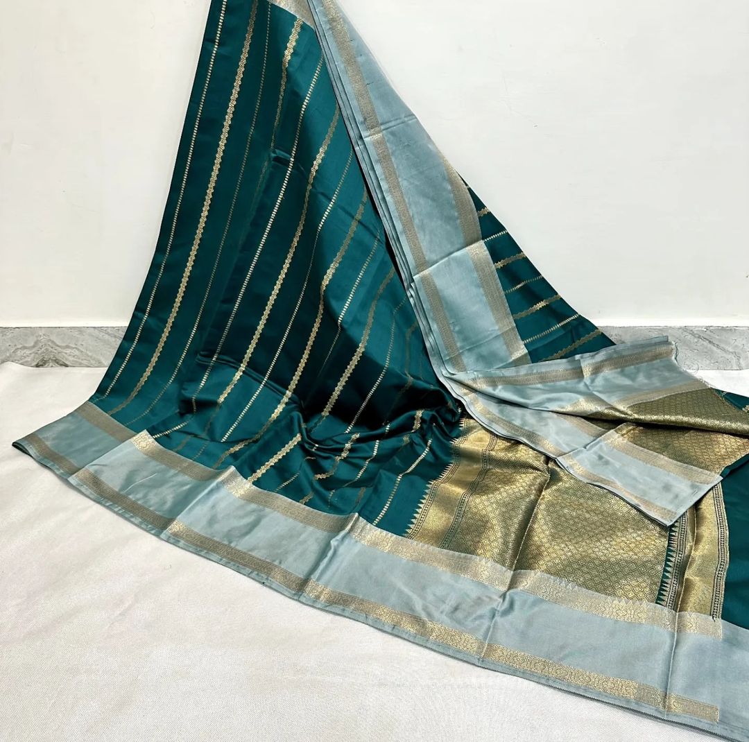Banarasi Katan Soft Silk Saree with Zari Border and Jacquard Blouse-green