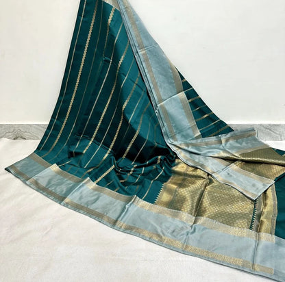 Banarasi Katan Soft Silk Saree with Zari Border and Jacquard Blouse-green