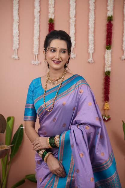 Premium Soft Silk Saree with Narayan Border-lavender