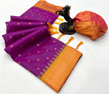 Premium Soft Silk Saree in Red with Narayanpeth Border – Roshni Vol-1-lavender