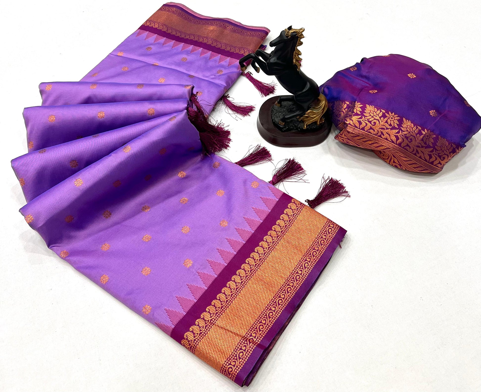 Premium Soft Silk Saree in Red with Narayanpeth Border – Roshni Vol1-lavender bright