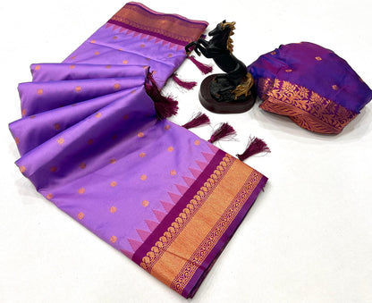 Premium Soft Silk Saree in Red with Narayanpeth Border – Roshni Vol1-lavender bright