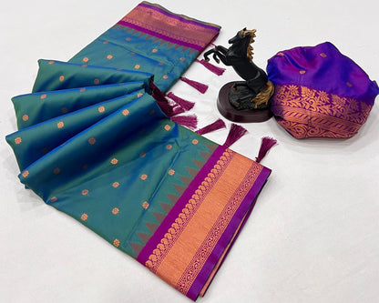 Premium Soft Silk Saree in Red with Narayanpeth Border – Roshni Vol-1-ceanblue