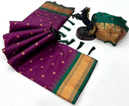 Premium Soft Silk Saree in Red with Narayanpeth Border – Roshni Vol-1-purple