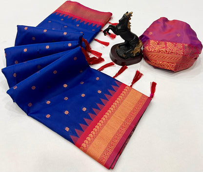 Premium Soft Silk Saree in Red with Narayanpeth Border – Roshni Vol-1-royalblue