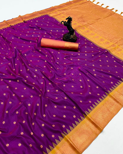 Premium Soft Silk Saree in Red with Narayanpeth Border – Roshni Vol-1-lavender pallu