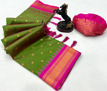 Premium Soft Silk Saree in Red with Narayanpeth Border – Roshni Vol-1-lightgreen