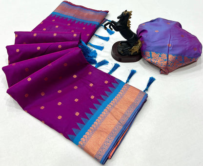 Premium Soft Silk Saree in Red with Narayanpeth Border – Roshni Vol-1-purplee 