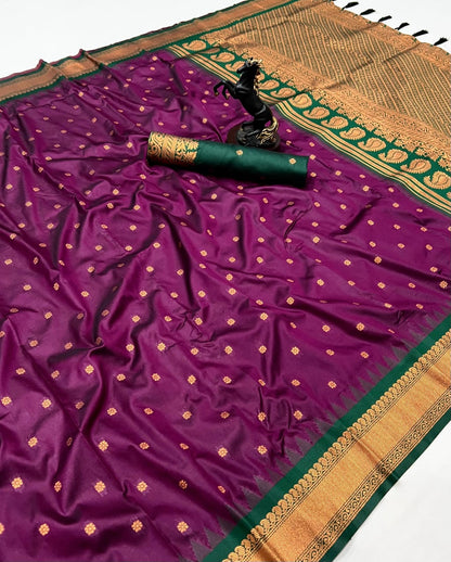 Premium Soft Silk Saree in Red with Narayanpeth Border – Roshni Vol-1-purplepallu