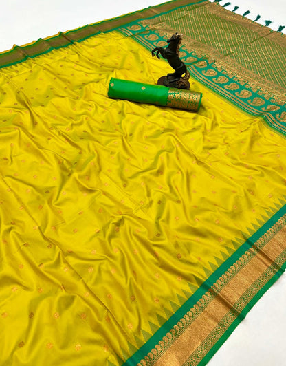 Premium Soft Silk Saree in Red with Narayanpeth Border – Roshni Vol-1-yellow pallu