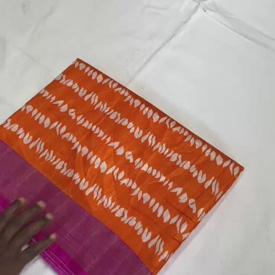 Premium Handloom Cotton Silk Saree with zari border and floral design on border-