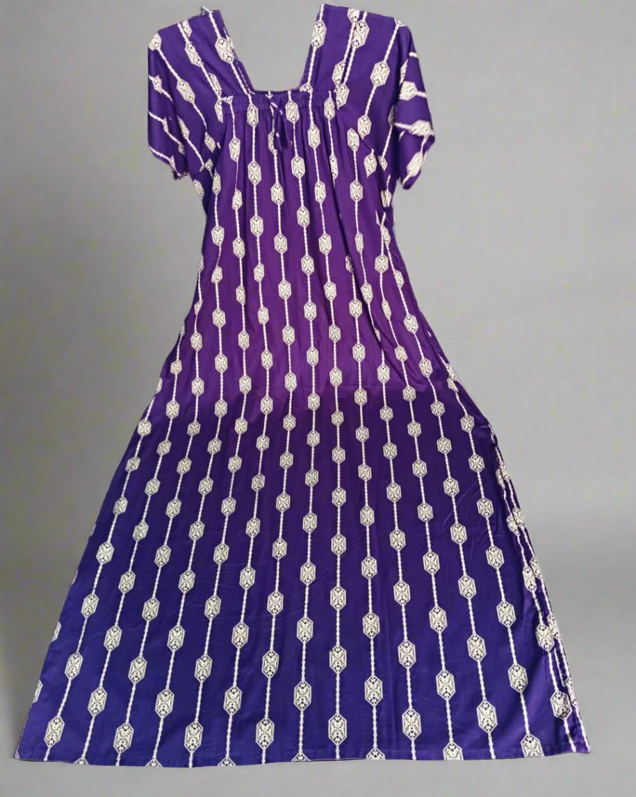 Purple Jaipuri Cotton Nighty