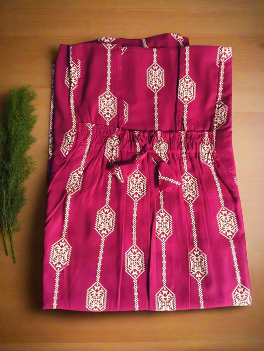 Red Jaipuri Cotton Nighty