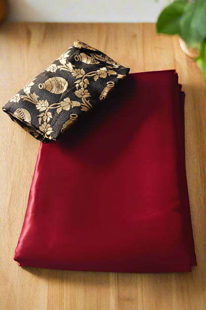 Rich Look Plain Maroon Silk Saree – Party & Wedding Wear – Rafia Fashions