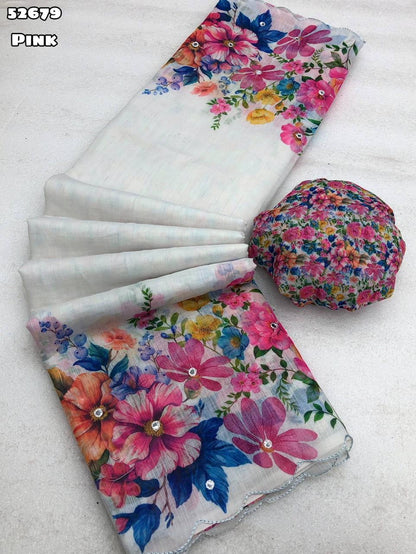 soft-linen-floral-digital-print-saree-embroidery-mirror-work-rafiafashions